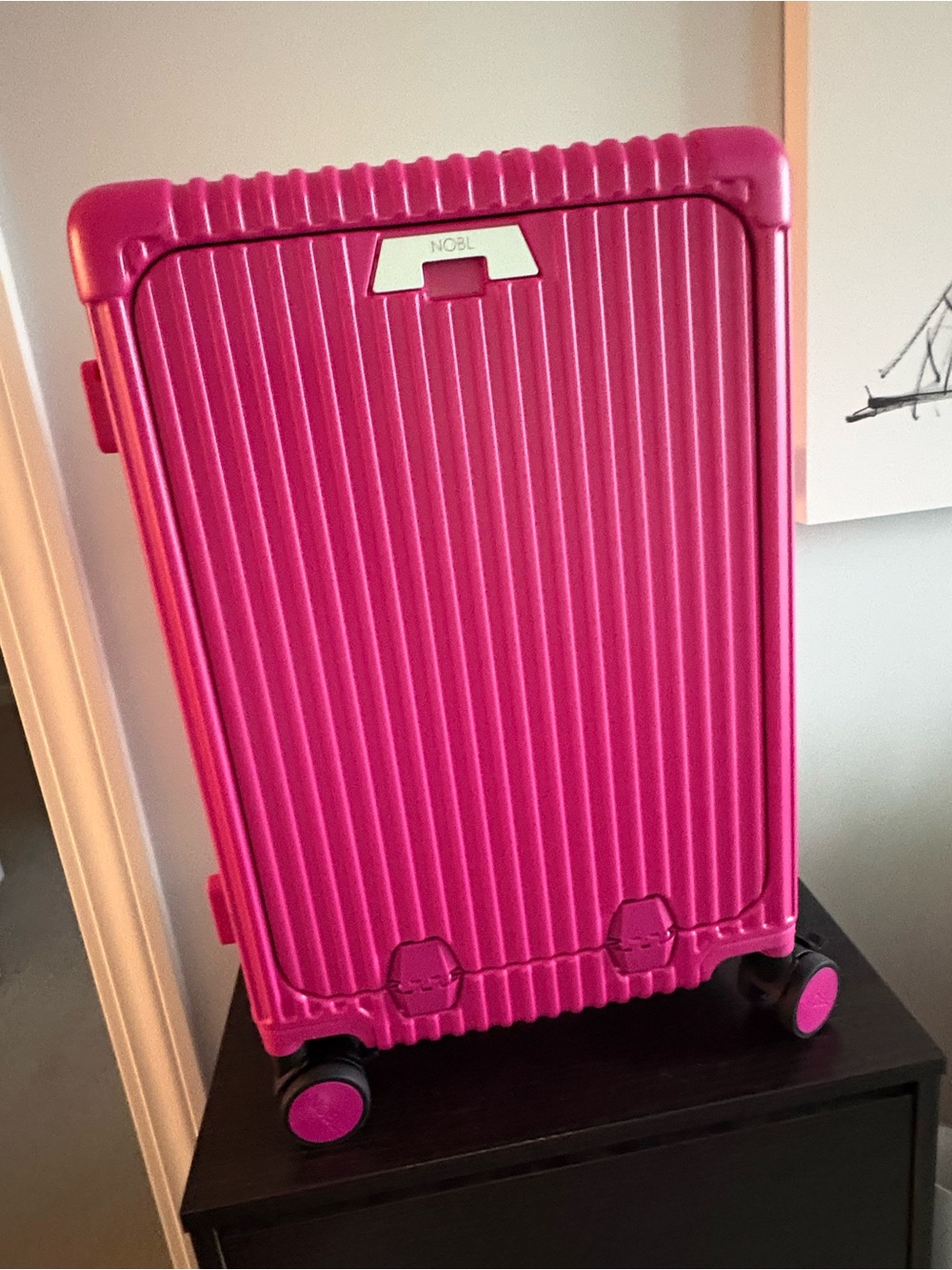 Nobl Pink Hard Shell Rolling Carry On Suitcase
